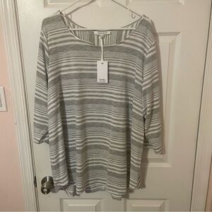 Rose + Olive Striped Blouse with Back Button Detail